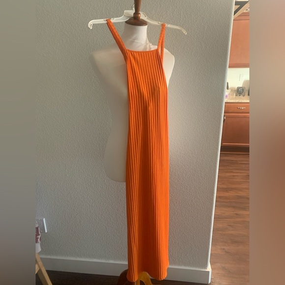 Zara Orange Raceback Steap MIDI Dress - Picture 1 of 3